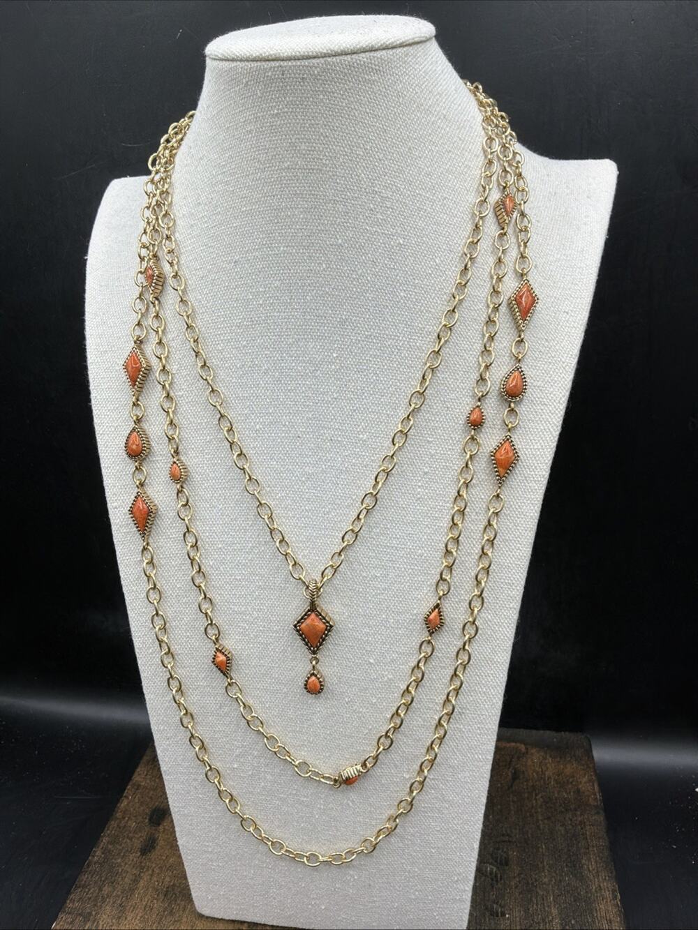 Barse Bejeweled Reversible Necklace-Sponge Coral- Bronze-NWT